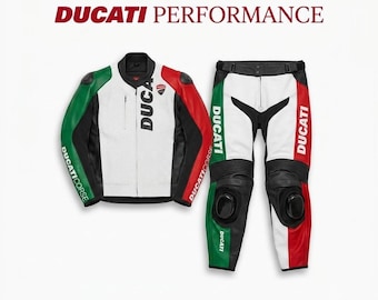 Jaqueta de couro para motocicleta Ducati Ducati Corse Tricolore Terno de couro Ducati Jacket e ducati Pant Panigale V4 Tricolore e Tricolore Italia
