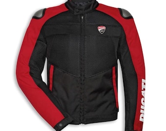 Ducati Corse motorcykeljacka | Handgjord Cordura Mesh, CE-bepansrad