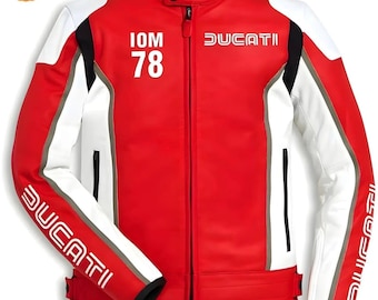 Ducati jackor IOM 78 Lädermotorcykeljacka Herr Retro CE Armor Touring Biker Isle Man