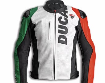 Ducati Corse C5 Tricolore Lädermotorcykeljacka - Dainese Italian Flag Racing - Herr Körutrustning