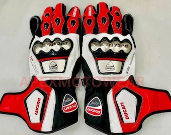 Ducati Motorcykelhandskar C6 Corse 2019 | Racing Läderhandskar för Motorcyklister | Alla Storlekar | Herr & Dam