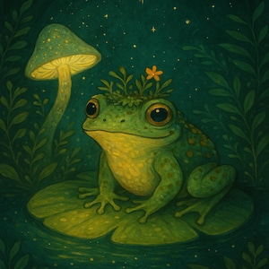 Mossy the Toad Printable Art – 8x10 Digital Forest Creature Wall Decor | Whimsical Cottagecore Toad Print