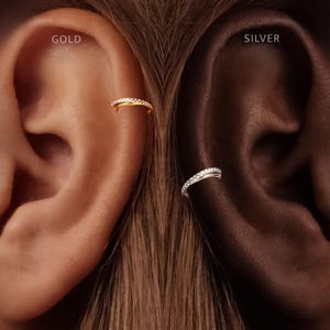 Titane • Anneau croisé • Clicker • Fait main 18G/16G • Or argent • Segment d'anneau de nez articulé • Anneau de cartilage • Anneau de boucle d'oreille hélicoïdal