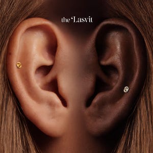 Titanium • Circle Stud • Flat Back Threadless  • Handmade 20G/18G/16G Push Pin Earring • Gold Silver • Helix Tragus Conch Nose Piercing