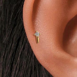 20G/18G/16G Claw Cross Push Pin Labret • Threadless Flat Back Earring • Tragus • Flat Back Stud • Helix Stud •Cartilage Stud • Nose Piercing