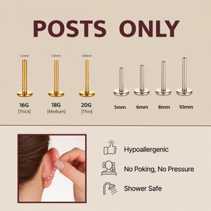 Barra de labret de titanio G23 sin rosca con pasador de empuje 20G/18G/16G