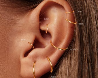 Titanium • One-Line Hoop • Clicker • Handmade 20G/18G/16G • Gold Silver • Hinged Segment Nose Ring • Cartilage Hoop • Helix Earring Hoop
