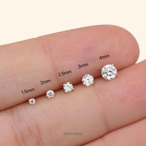 Flat Back Threadless Titanium Earrings – Gold & Silver Hypoallergenic Tiny Studs | 1.5mm–4mm Minimalist Piercing Jewelry
