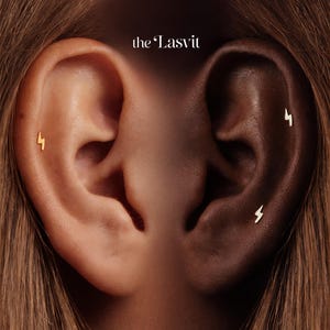 Titanium • Bolt Stud • Flat Back Threadless  • Handmade 20G/18G/16G Push Pin Earring • Gold Silver • Helix Tragus Conch Nose Piercing