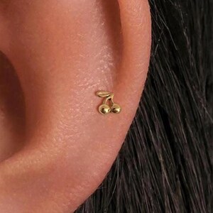 20G/18G/16G Cherry Push Pin Labret • Threadless Flat Back Earring • Tragus Stud • Flat Back Stud • Helix Stud • Cartilage Stud • Nose Stud