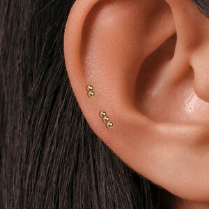 20G/18G/16G Two,Three Ball Flat Back Earring • Threadless Titanium Push Pin Stud • Tragus, Helix, Cartilage, Lobe, Nose Stud