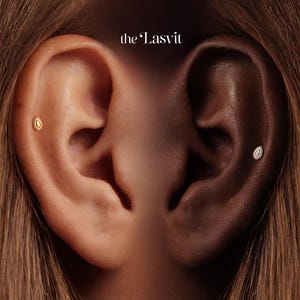 Titanium • Teardrop Stud • Flat Back Threadless  • Handmade 20G/18G/16G Push Pin Earring • Gold Silver • Helix Tragus Conch Nose Piercing