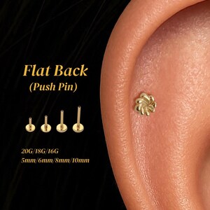 20G/18G/16G Bloom Flat Back Earring • Threadless Titanium Push Pin Stud • Conch, Tragus, Helix, Lobe, Cartilage, Nose Stud