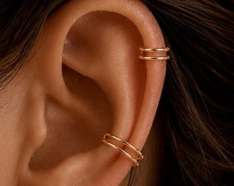 Titanium • Double-Line Hoop • Clicker • Handmade 18G/16G • Gold Silver • Hinged Segment Nose Ring • Cartilage Hoop • Helix Earring Hoop