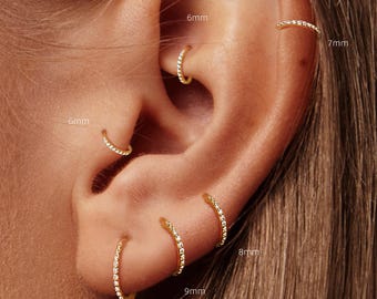 Titanium • CZ Hinge Hoop • Clicker • Handmade 20G/18G/16G • Gold Silver • Hinged Segment Nose Ring • Cartilage Hoop • Helix Earring Hoop