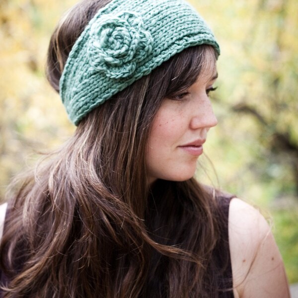 PATTERN Flower Headband Earwarmer (Knit and Crochet Pattern) PDF