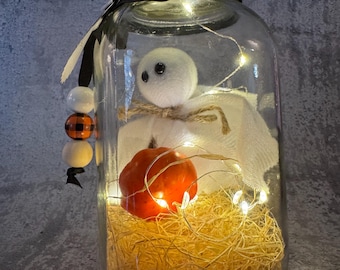 Spooky Halloween Lantern, Light up Mason Jar, Holiday Decor, Halloween Table Centerpiece, Halloween Mason Jar, Halloween Lantern,