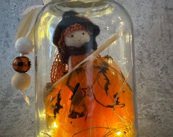 Spooky Halloween Lantern, Light up Mason Jar, Holiday Decor, Halloween Table Centerpiece, Halloween Mason Jar, Halloween Lantern,