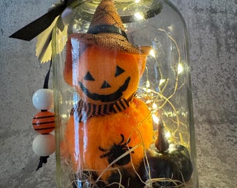 Spooky Halloween Lantern, Light up Mason Jar, Holiday Decor, Halloween Table Centerpiece, Halloween Mason Jar, Halloween Lantern,