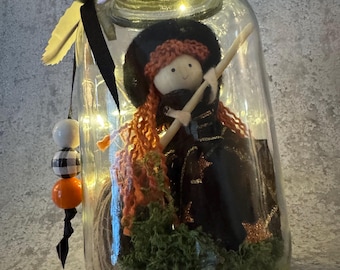 Spooky Halloween Lantern, Light up Mason Jar, Holiday Decor, Halloween Table Centerpiece, Halloween Mason Jar, Halloween Lantern,