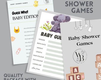 Bundel babyshowers | 7 leuke afdrukbare ijsbrekers en activiteiten voor feesten (digitale download)
