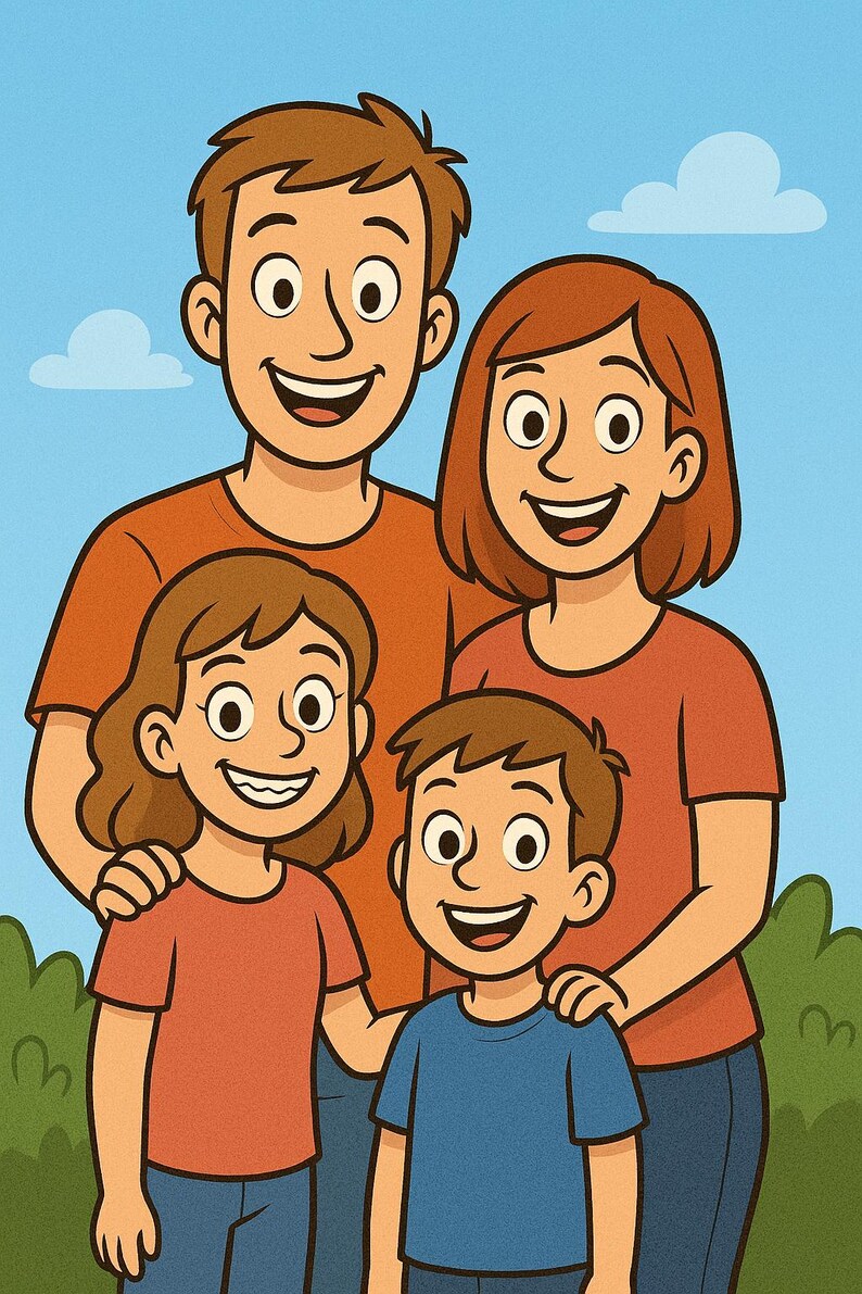 Aangepast portret in Pixar-stijl: geanimeerde familiecartoon (digitaal) afbeelding 5
