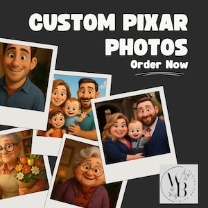 Custom Pixar Style Portrait from Photo | Cartoon Character Drawing | Digital Pixar Inspired Art | Personalized Animated Unique Family Gift