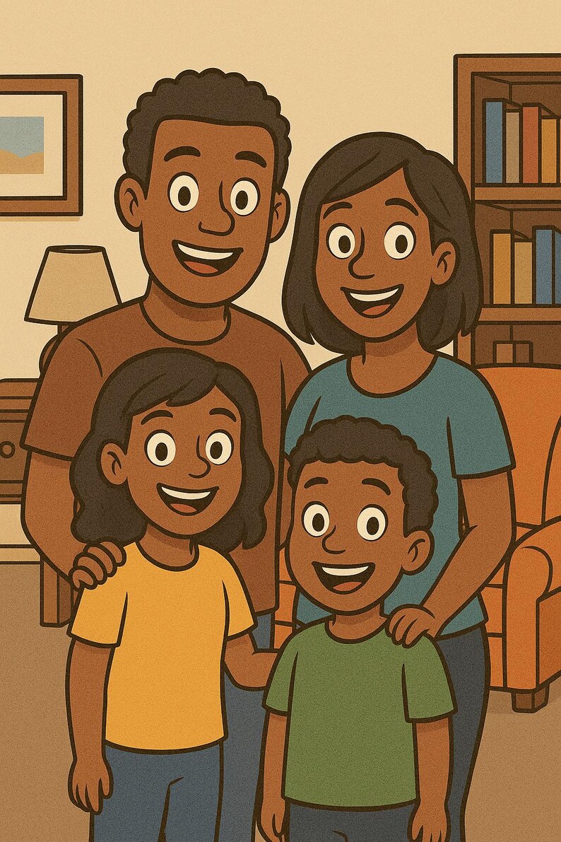 Aangepast portret in Pixar-stijl: geanimeerde familiecartoon (digitaal) afbeelding 6