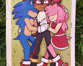 Sonic , Shadow and Amy a4/a5 print | Sonshadamy