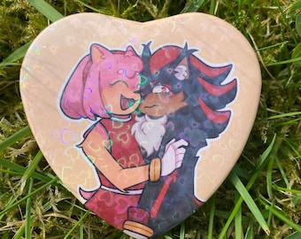 Shadamy Heart Ship Pin / Sticker (Shadow the Hedgehog , Amy Rose)