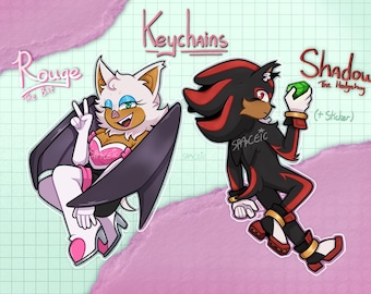 Rouge the Bat / Shadow the Hedgehog keychains / stickers