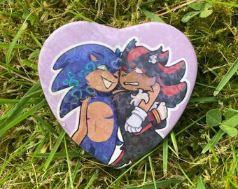 Sonadow Heart Ship Pin / Sticker (Shadow the Hedgehog , Sonic the Hedgehog)