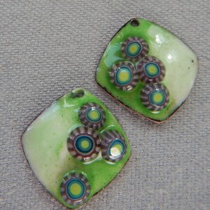 Enamel earring findings, charms, rounded diamonds  2022 F-636
