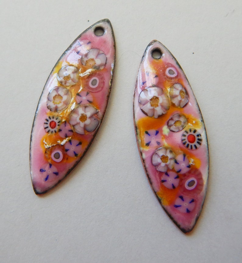 charms Elongated Marquis shape 2019 F-291 Enamel earring findings