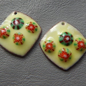 Enamel earring findings, charms, rounded diamonds  2021 F -475