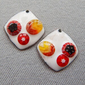 Enamel earring findings, charms, rounded diamonds  2022 F-649