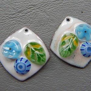 Enamel earring findings, charms, rounded diamonds  2022 F-375