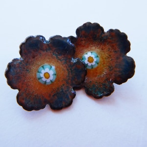 Enameled Shank Buttons  Autumn Blossoms  2017  B- 83