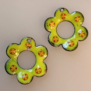 Enameled Earring Findings Open FlowersSingle Hole Version 2017 F-287