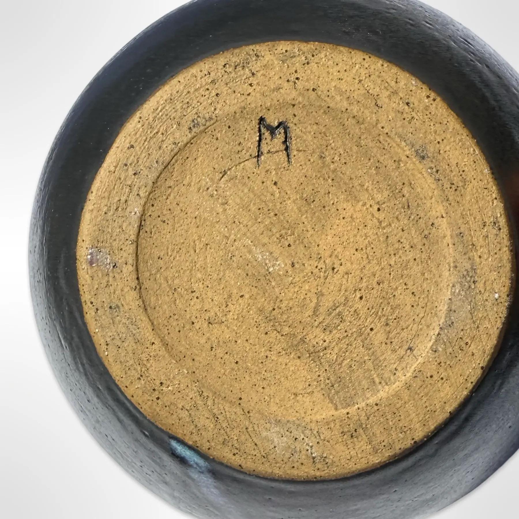 Vintage Studio Pottery Vase W/ Tenmoku Drip Glaze, Modern Ceramic Art ...