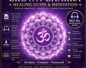 Guia de Cura do Chakra Coronário em PDF e Áudio de Meditação em 963 Hz (Download Digital)
