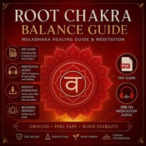 Anleitung zur Heilung des Wurzelchakras (PDF) & 396-Hz-Meditations-Audio (Digitaler Download)