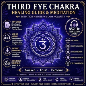 Third Eye Chakra Healing Guide PDF & 852 Hz Meditation Audio (Digital Download)
