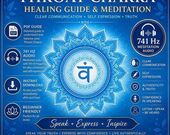 Guia de Cura do Chakra da Garganta em PDF e Áudio de Meditação em 741 Hz (Download Digital)