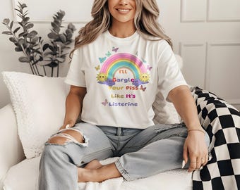 Lustig Offensive Tee: Pastel Rainbow Design, Schluffiger Humor