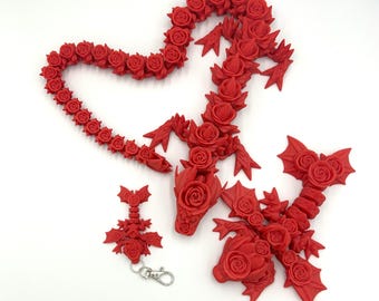 3D Printed Rose Dragon: Elegant Fidget Toy, Kids Gift
