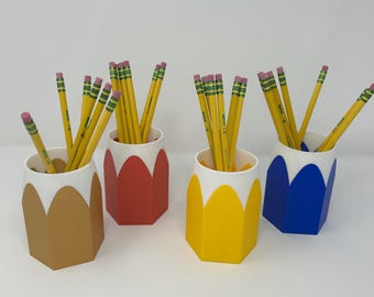 3D Printed Pencil Holder: Teacher Desk Organizer