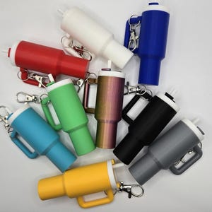 Pack of 2 Miniature Stanley Inspired Chapstick Holder | Cute Charm for Stanley | Stanley Tumbler Keychain | Present for Enthusiasts