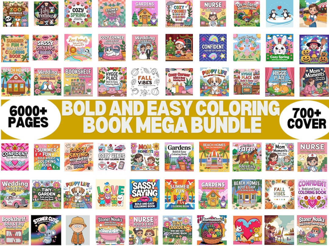 Bold and Easy Coloring Book Mega Bundle | 6000+ Pages Printable ...