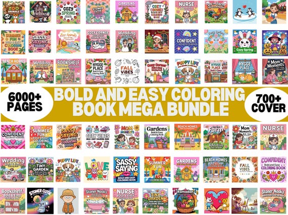 Bold And Easy Coloring Book Mega Bundle | 6000+ Pages Printable Coloring PDF